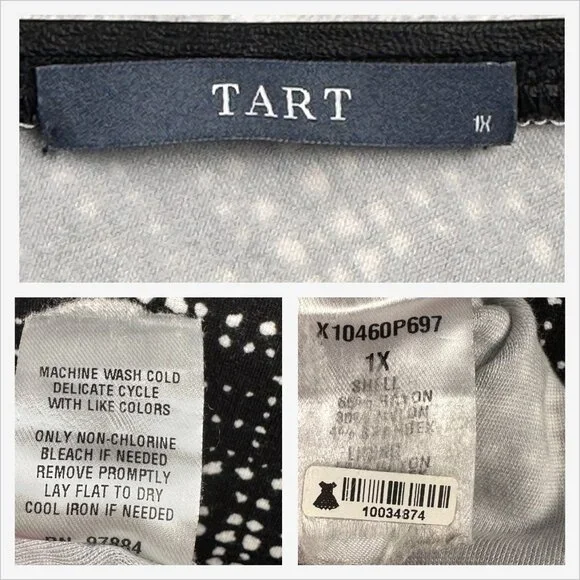 TART Sleeveless Black & White Dot Sheath Dress Sz 1X  V‑Neck Polished OfficeWear - Picture 12 of 14